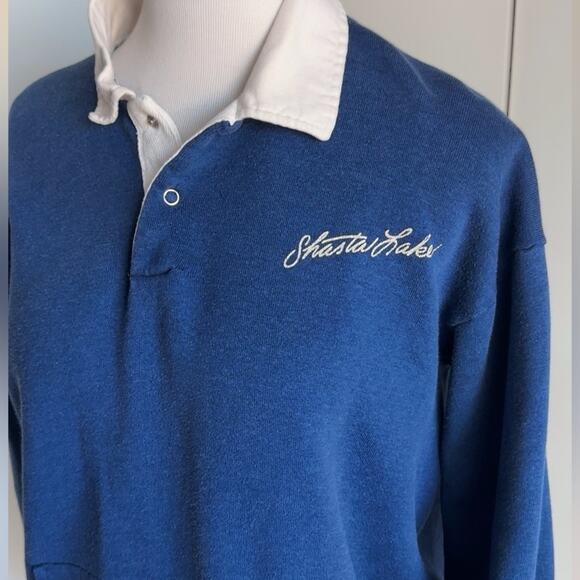Vintage 70s Sweatshirt/Polo single Stitch Blue California Tourist Graphic Logo M - Picture 8 of 12